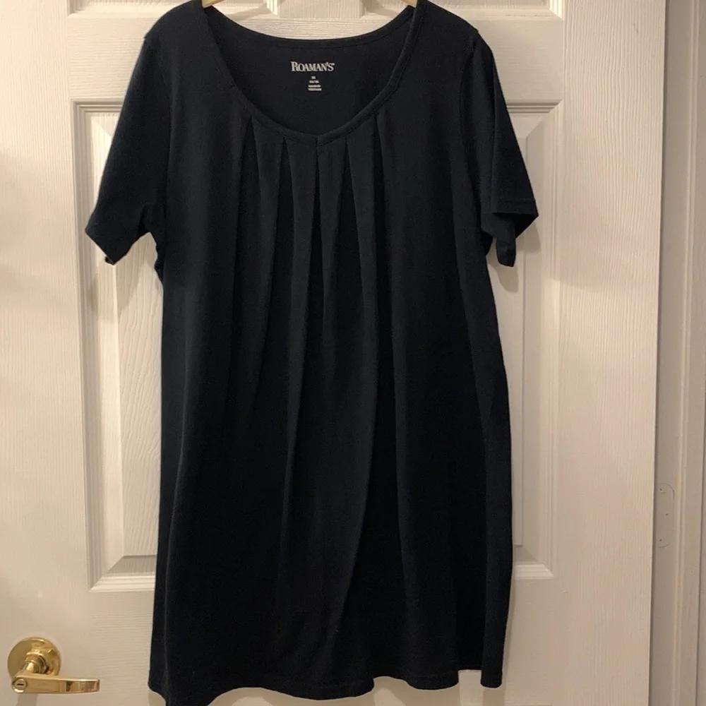 ROMAN’S BLACK KNIT NIGHTIE SZ 14/16 (M) 100% COTTON PLEATED FRONT - Picture 2 of 5